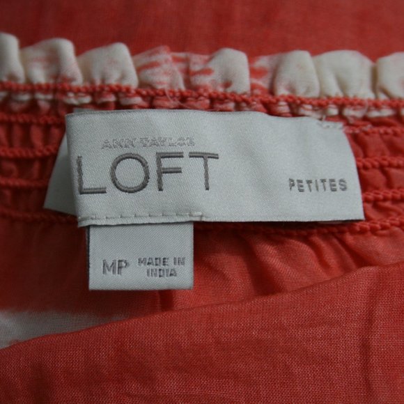 Ann Taylor Loft Petites Orange/White Sheer Cotton/ - Picture 5 of 7